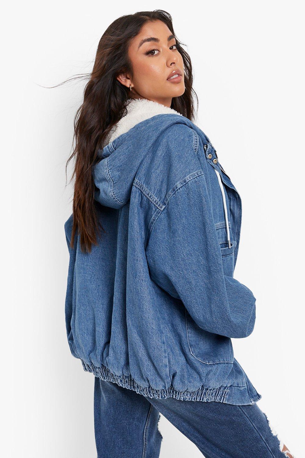 Denim bomber cheap jacket womens